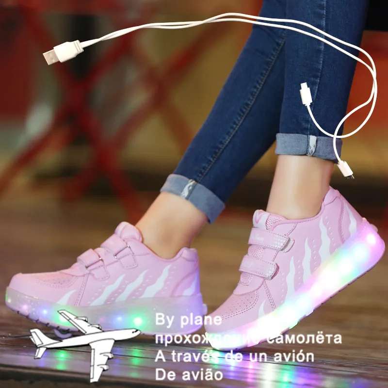 

Children Roller Skate Casual Shoes USB Charging Boys Girl Automatic Jazzy LED Lighted Flashing Kids Glowing Sneakers with Wheels