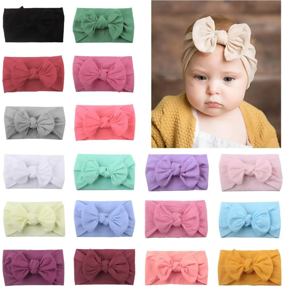 

18 Colors Super Stretchy Soft Knot Baby Girl Headbands with Hair Bows Head Wrap For Newborn Baby Girls Infant Toddlers Kids