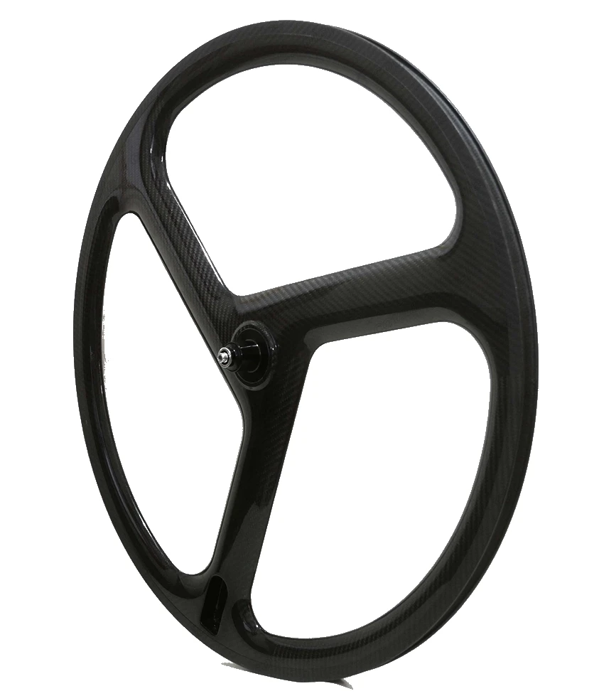 Günstig 700C Volle Carbon Räder 23mm Breite 40mm Tiefe Klammer/Rohr Tri Speichen Für Track/Rennrad Laufradsatz 3k Twill Glossy Finish