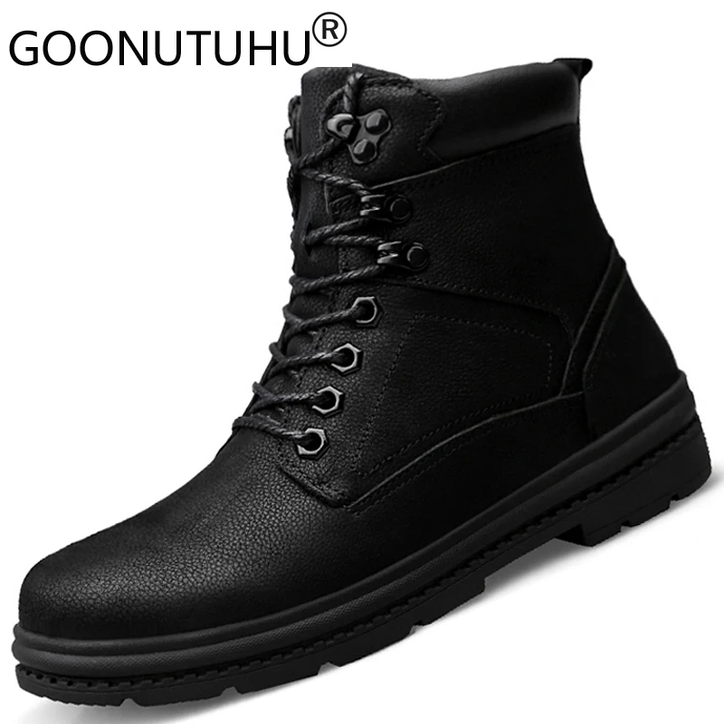 Мужские зимние ботинки повседневная кожаная Армейская Обувь мужские плюшевые