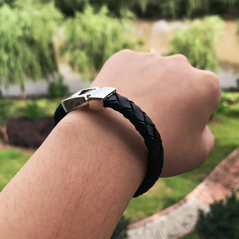 M & G черный плетеный браслет ручной работы из натуральной кожи женский цепочка в