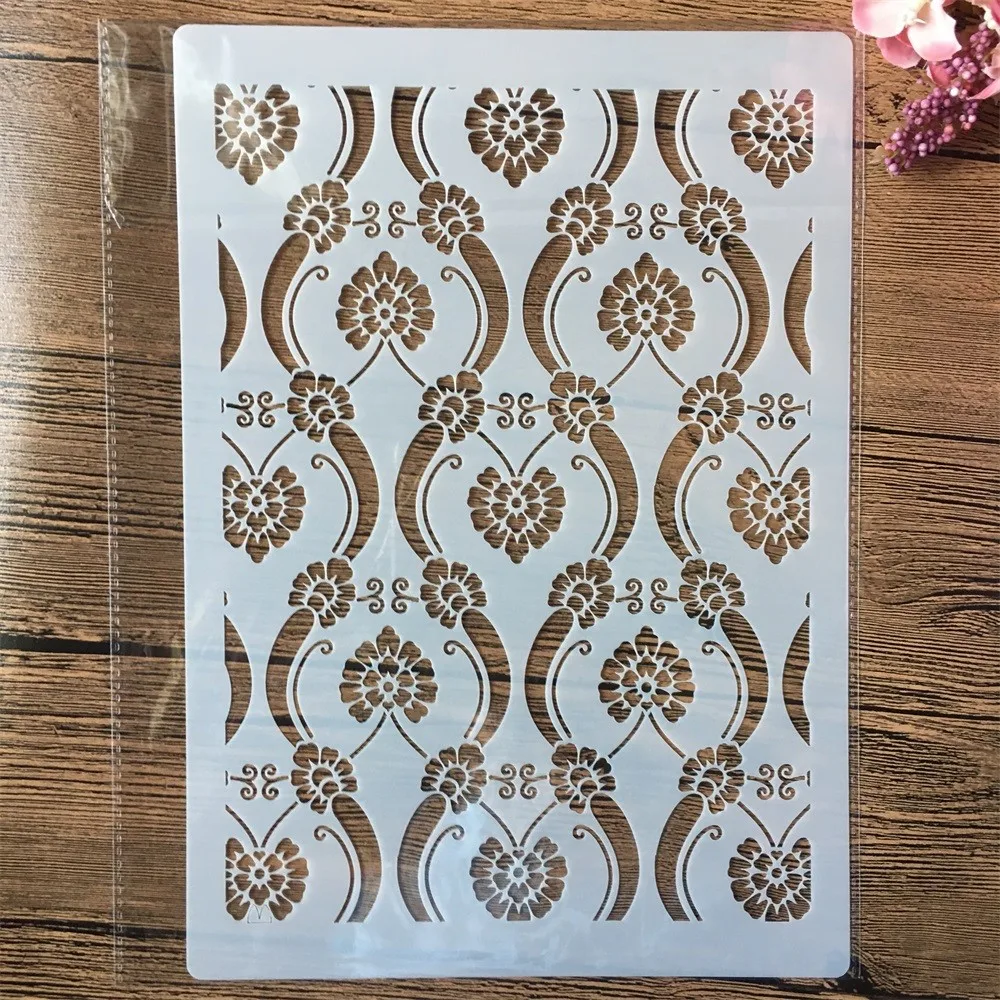 

4Pcs A4 29*21cm 3D Wavy Round Texture DIY Layering Stencils Wall Painting Scrapbook Coloring Embossing Album Decorative Template