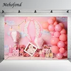 Фон для фотосъемки новорожденных с изображением розового торта для девочек