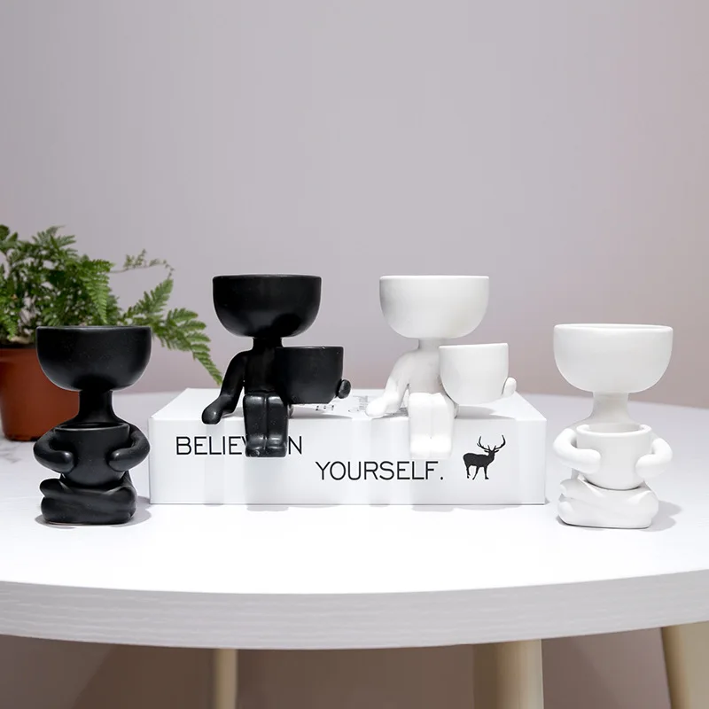 

Humanoid Ceramic Flowerpot Living Room Coffee Table Wine Cabinet Handicraft Ornaments Home Vase Decoration Gift