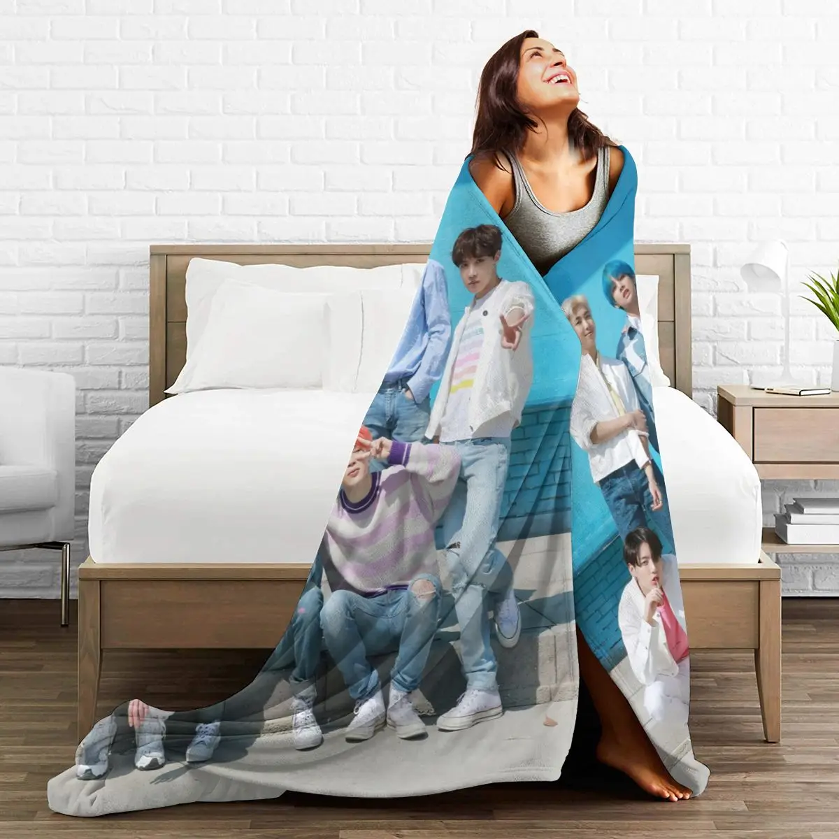 

The super star Ultra Soft Sofa Blanket Cover Blanket Cartoon Bedding Flannel plied Sofa Bedroom Decor for Children and Adults D1