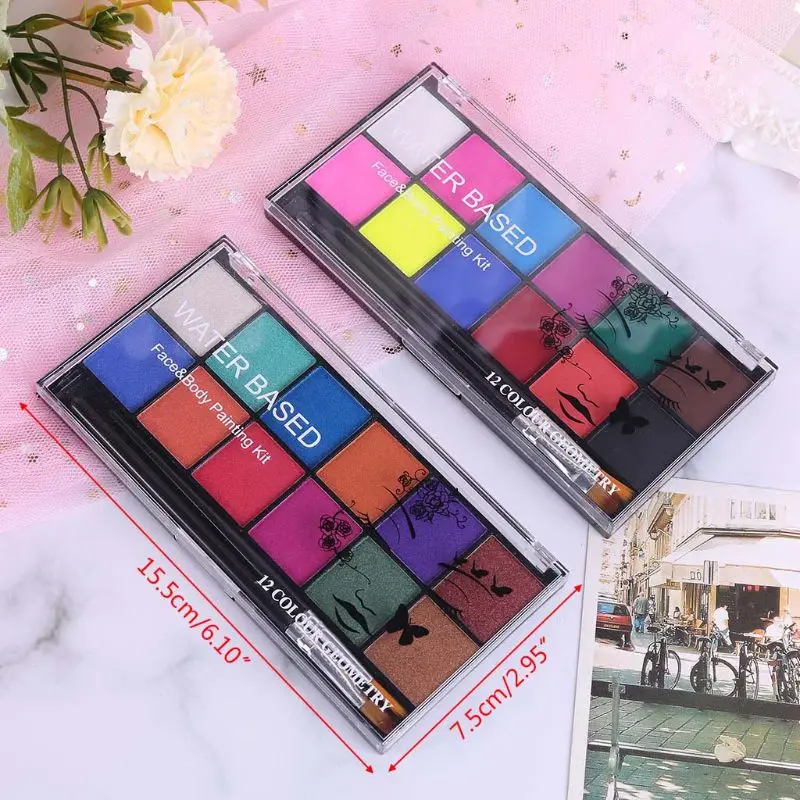 

12Color Drawing Pigment Non Toxic Water-soluble Body Painting Kit with Brush