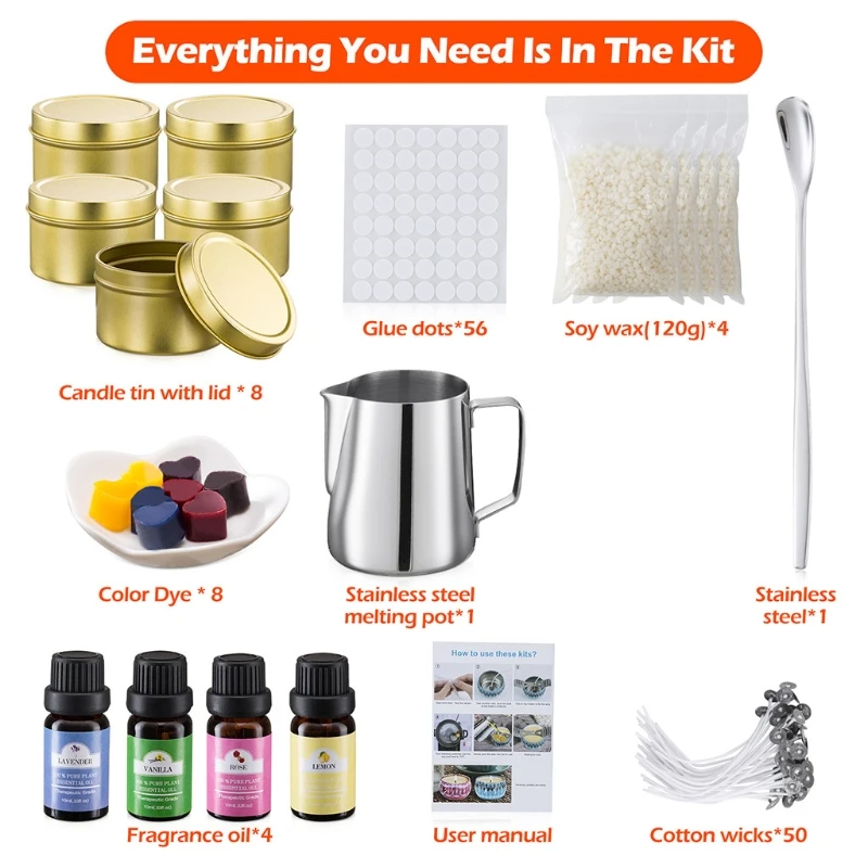 

Candle Making Kit Supplies, Soy Wax DIY Candle Craft Tools for Adults and Kids, Including Melting Pot, Soy Wax, Rich Scents, Dye