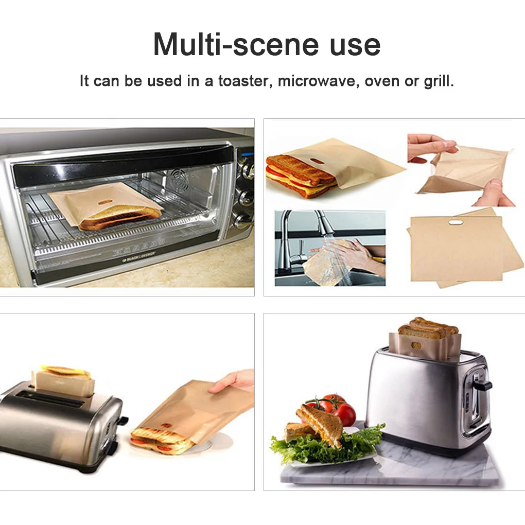 

Toaster Bag Reusable Bread Pocket Portable Washable Sandwich Baking Pouch for Camping Barbecue