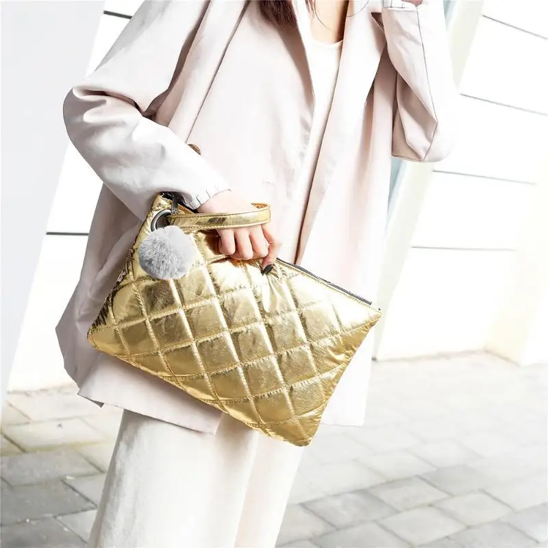 Модная женская сумка одноцветная Сумочка для денег с помпоном большая емкость на