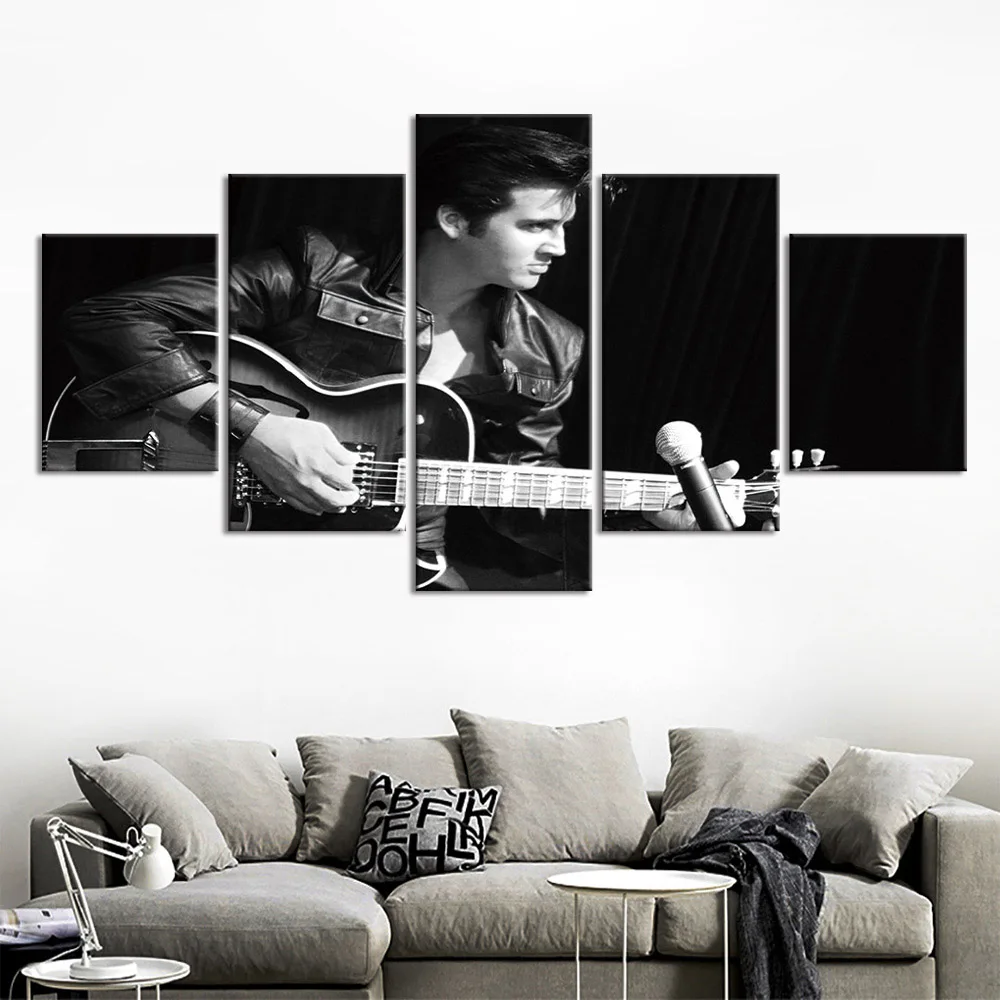 HD печать живопись модульные фотографии 5 шт. Акустическая гитара струны рамка