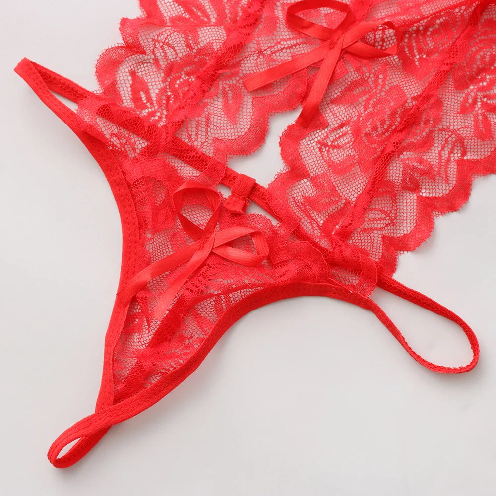

Hot Women Sexy Lace Lingerie Siamese Perspective Three-Point Underwear G-string Babydoll Sleepwear Erotic Lingerie Transparent