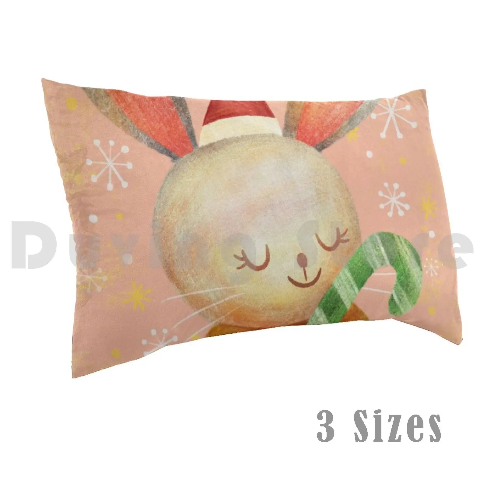 

Santa Bunny Pillow Case Printed 35x50 Santa Bunny Rabbit Christmas Holiday Celebrate Red Merry Pink Cute