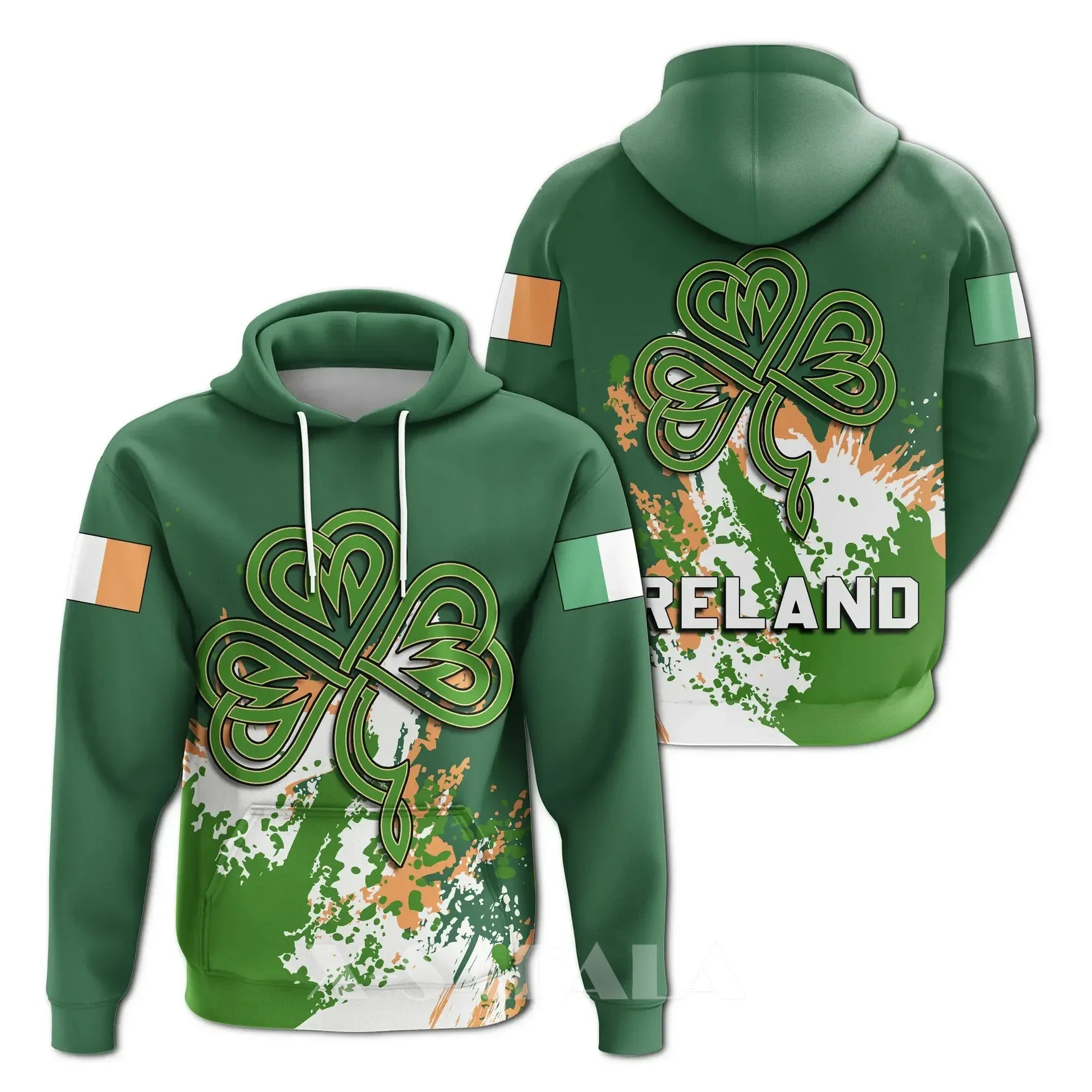

Ireland Coat Of Arms Sweatshirt Spaint Style 3D Full Print Size Hoodie Man Women Outwear Zipper Pullover Sweatshirt Unisex-1
