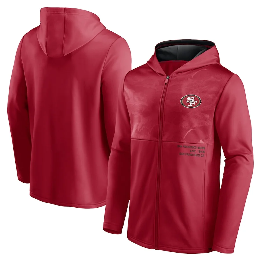 

San Francisco men Sweatshirt 49ers sports Jackets coat Fanatics Branded Defender Full-Zip American Football zip up Hoodie Jacket