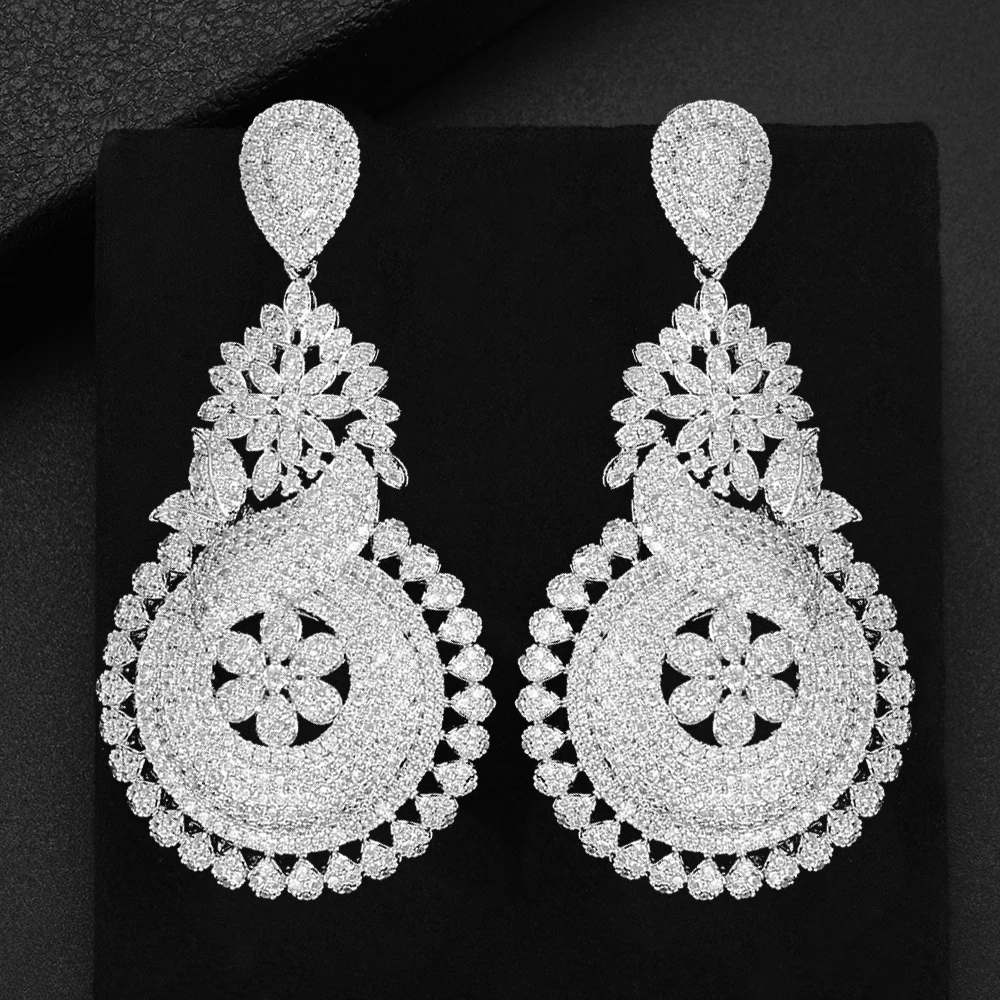 GODKI Luxury Bicolor Leaves African Dangle Earrings | Women's Wedding Cubic Zirconia Dubai Bridal Earring | Party Jewelry image 3