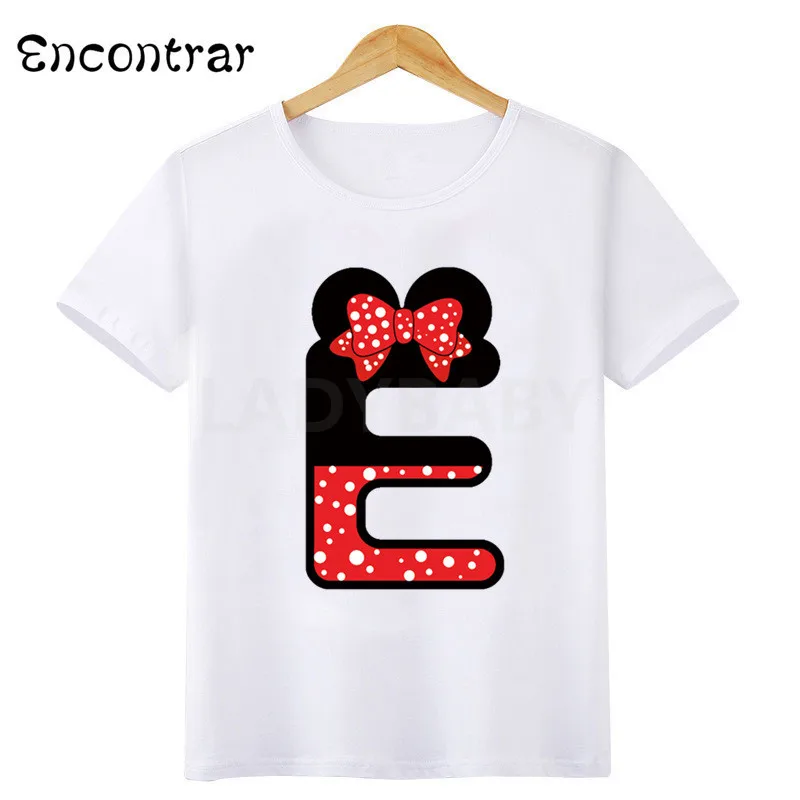Baby Girls Cute Mouse 26 Letters Print T shirt Cartoon Funny Kids T-shirts Boys Clothes Children Summer Tops,HKP2463
