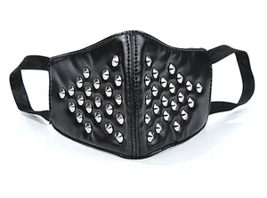 Маска Мужскаяженская из ПУ кожи с заклепками, модная маска в стиле хип-хоп для вечеринки, маска в стиле панк для выступлений на сцене