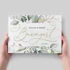Зеленая Золотая свадебная книга для гостей, Свадебная Гостевая книга с листвой эвкалипта, персонализированная Свадебная книга для фотографий Polaroid