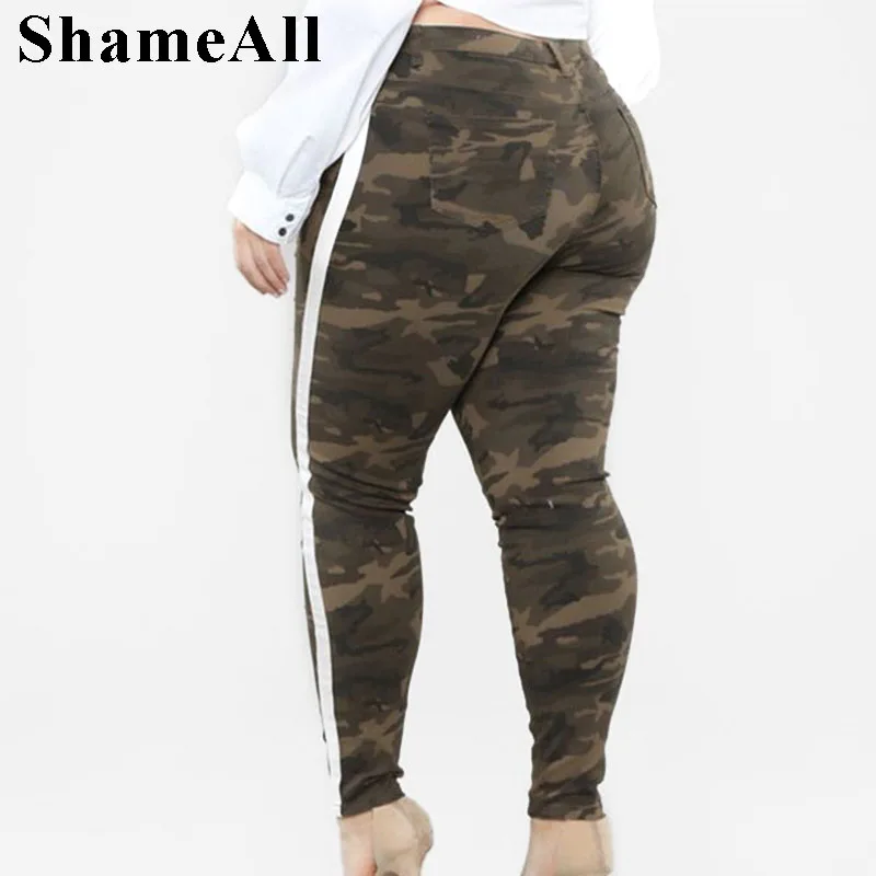 Эластичные джинсы с объемными дырками размера плюс в полоску 5XL летние леггинсы