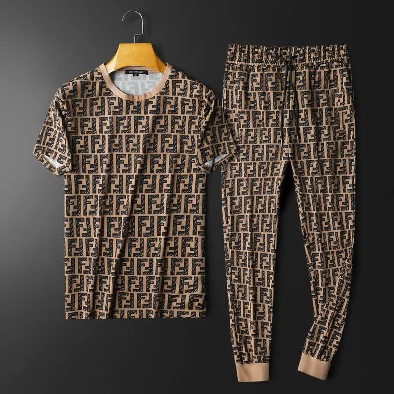 

2021 Spring and Summer New Letter Print Short Sleeve Pants Suit Sports Fashion Slim Two Piece Men's Suit