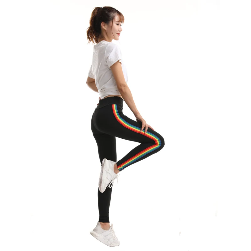 Женские леггинсы для тренировок радужная отделка готические фитнеса женские с