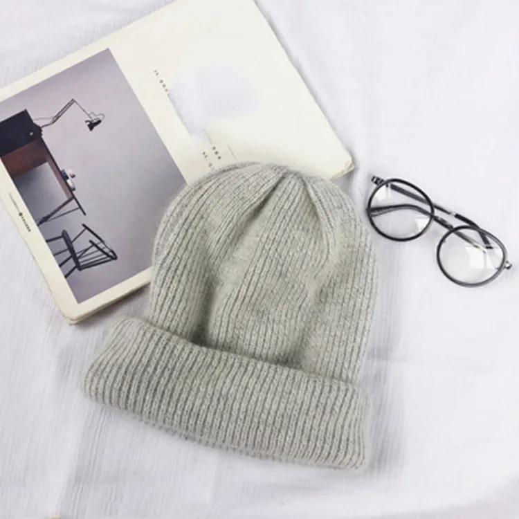 Осень-зима кроличьим мехом Зимние головные уборы Skullies шапки модные теплые шапки бини шапки Шапки Повседневное Для женщин Твердые взрослых кролик крышки головки - Цвет: 9
