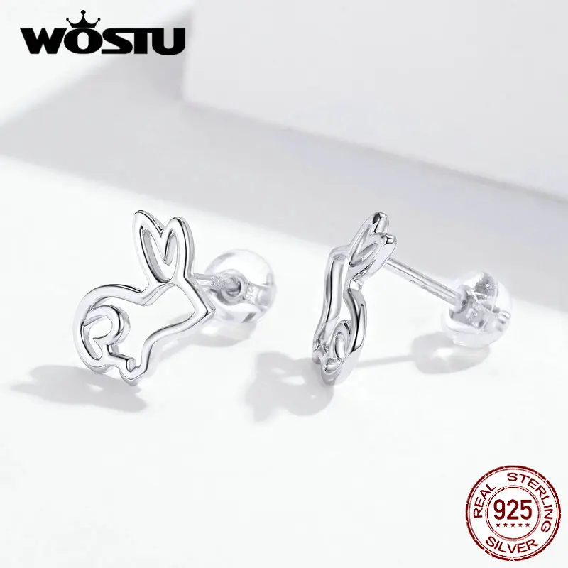 WOSTU, настоящее 925 пробы, серебряные, с кроликом, морковкой, серьги-клипс серебро 925, ювелирные изделия для женщин, модные ювелирные изделия, свадебные серьги CQE698