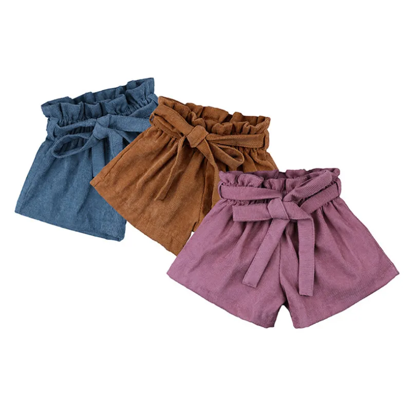 Шорты детские однотонные для девочек модные штаны повседневные свободные с