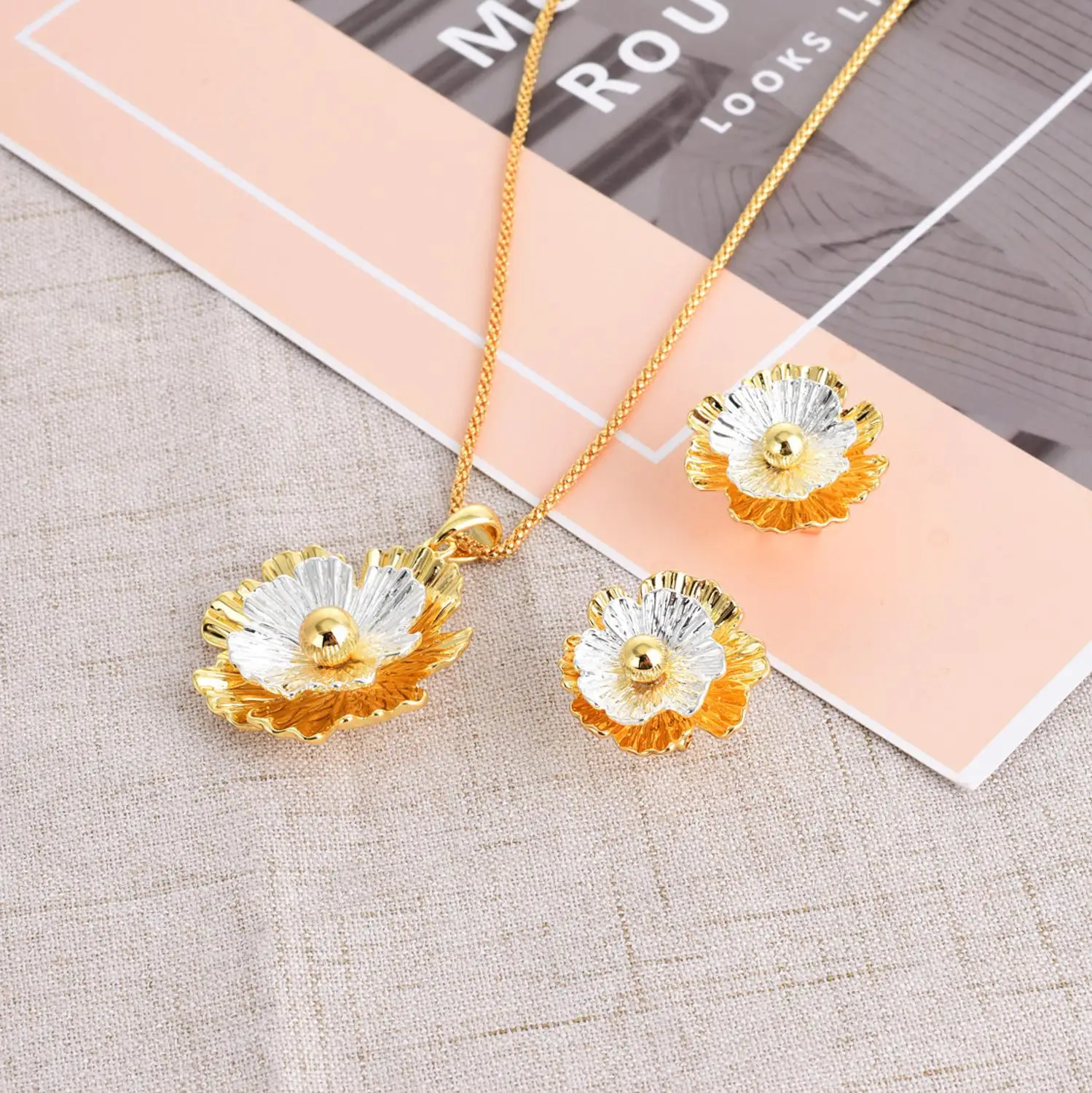 Венская версия разноцветный цветочный дизайн подвеска ожерелье и серьги набор