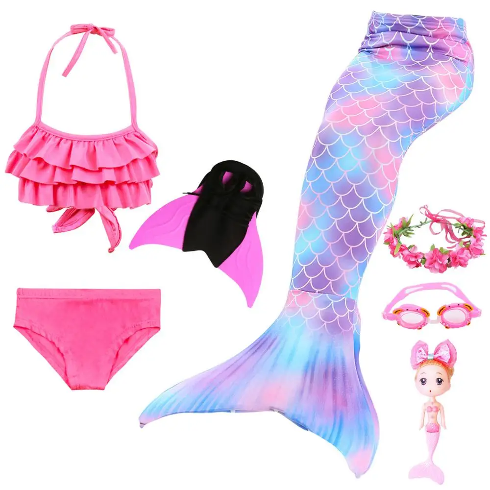 Детский купальный костюм с хвостом русалки летнее бикини платье для девочек