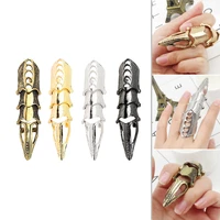 punk gold finger gothic jewelry rings for women big finger knuckle claw nail rings metal pack opening adjustable set role play
