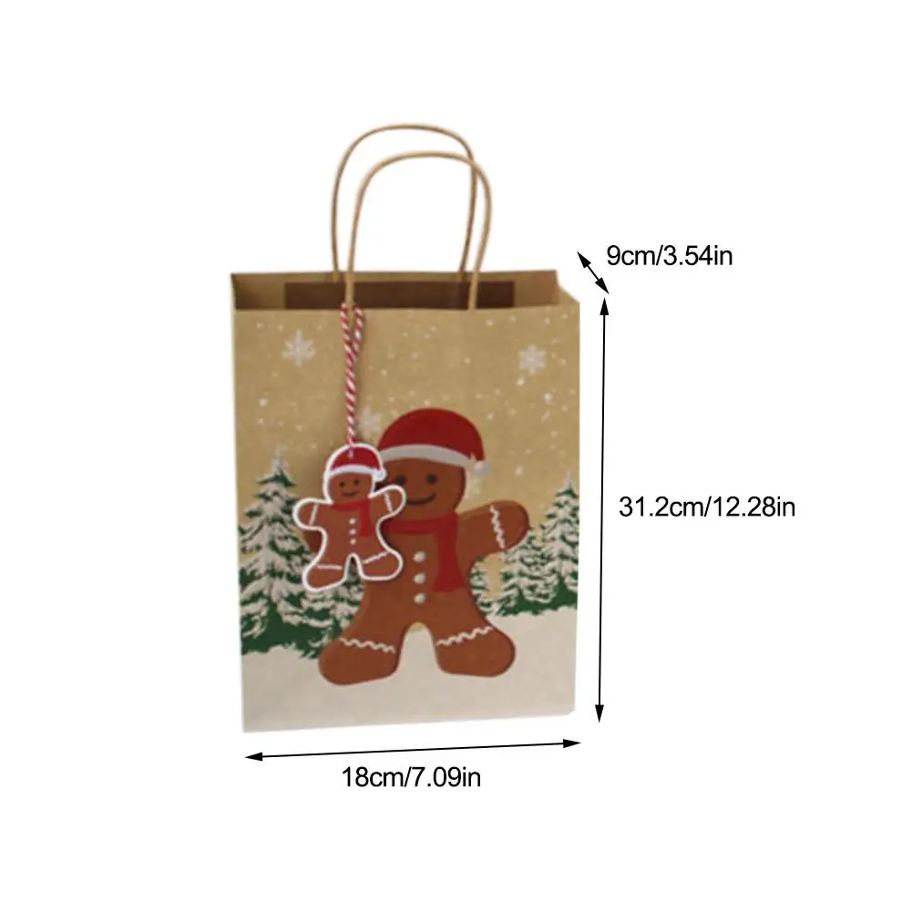 

24pc Christmas Kraft Paper BagXmas Stickers Set Fox Moose Gift Paper Bag Stickers XmasCandy Food Cookies Packing Paper Bags