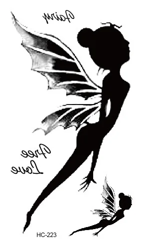 Водостойкие временная татуировка наклейки черные эльфы ангельские татуировки