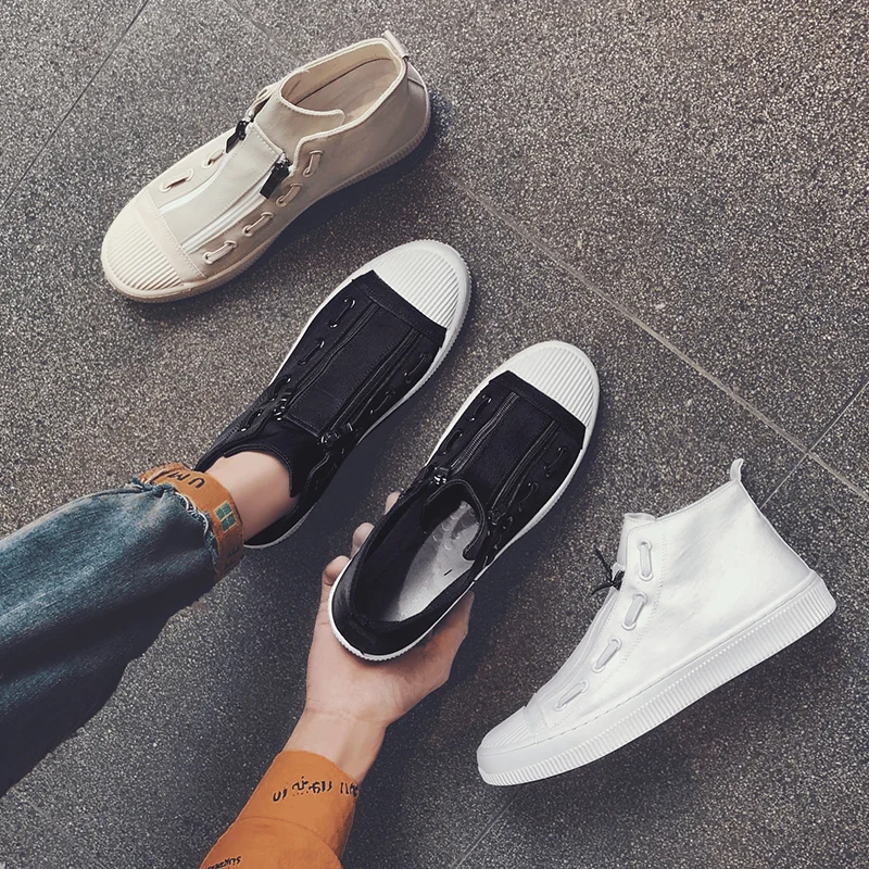 

2020 New Summer Men's Shoes Trend All-match Casual Canvas High-top Sneakers Breathable Men's White Cloth Shoes Trendy Shoes