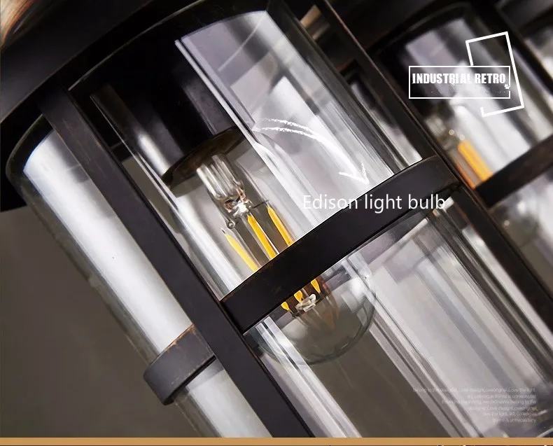 Подвесной ретро светильник в стиле индастриал стеклянная лампа виде черной