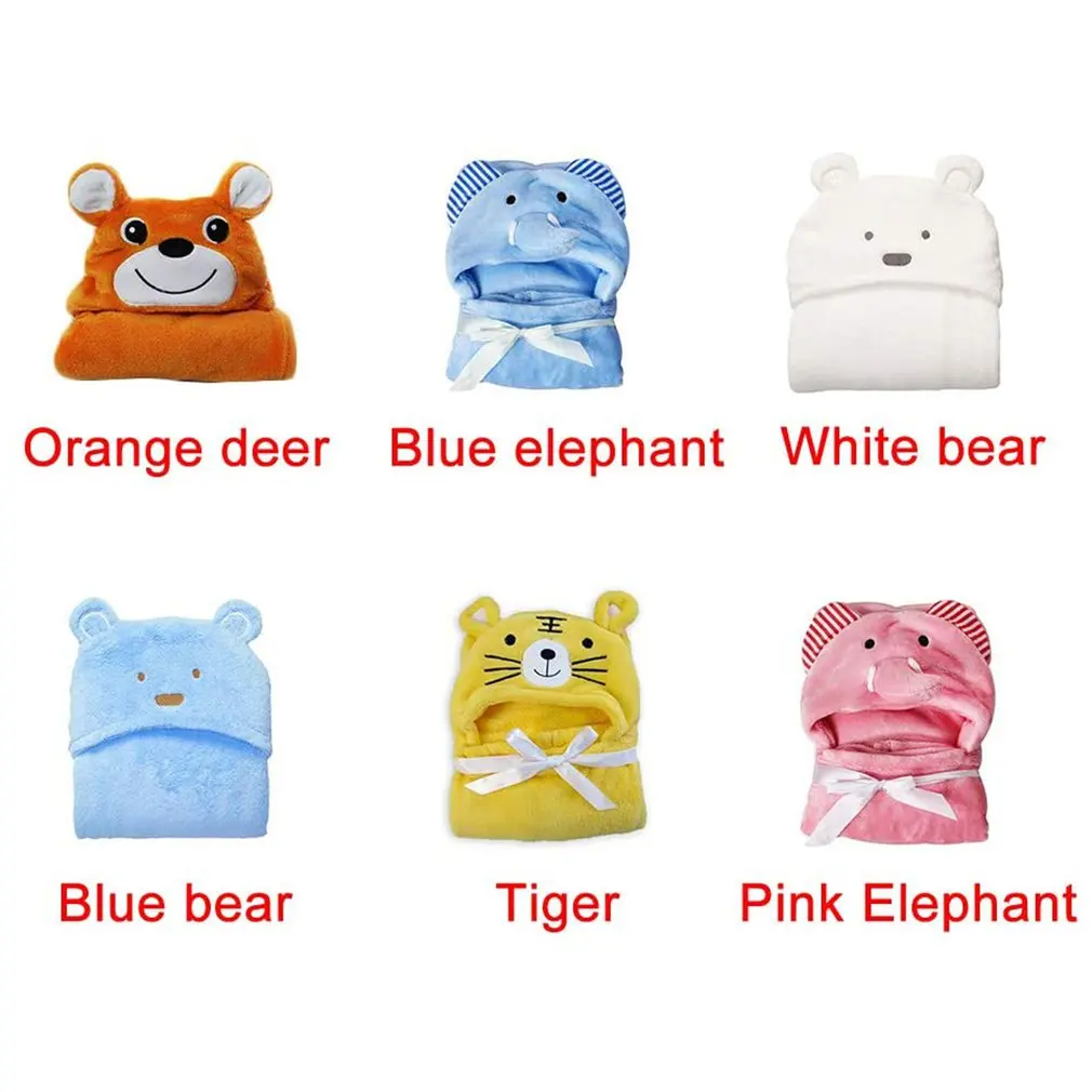 

Hooded Baby Towel Fleece Soft Baby Hugging Blanket Animal Poncho Wrap Blanket Bathrobe With Ears For Newborn