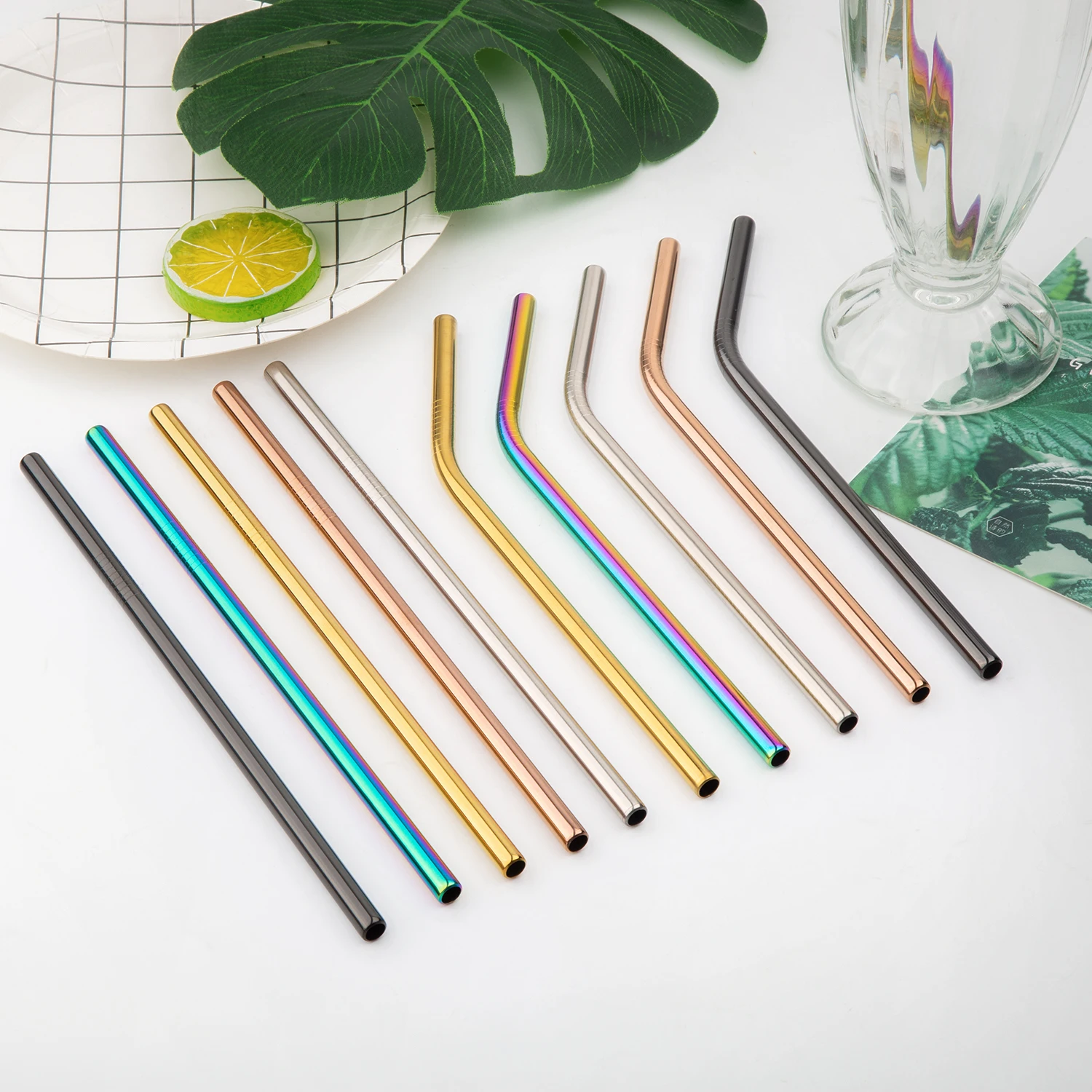 Металлическая соломка 50 шт./лот многоразовая из нержавеющей стали E co Friendly