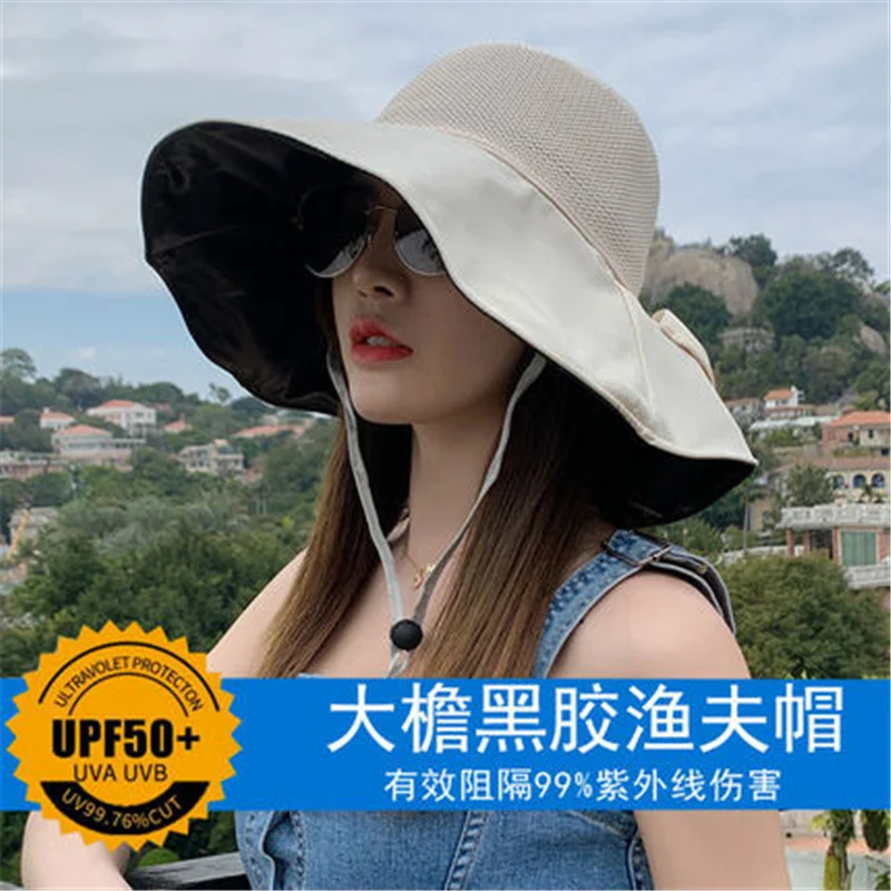 

Sunscreen Hat Korean Version Big Edge Fisherman'S Hat Japanese Uv Sunshade Hat Summer Black Gum Sunshade Hat
