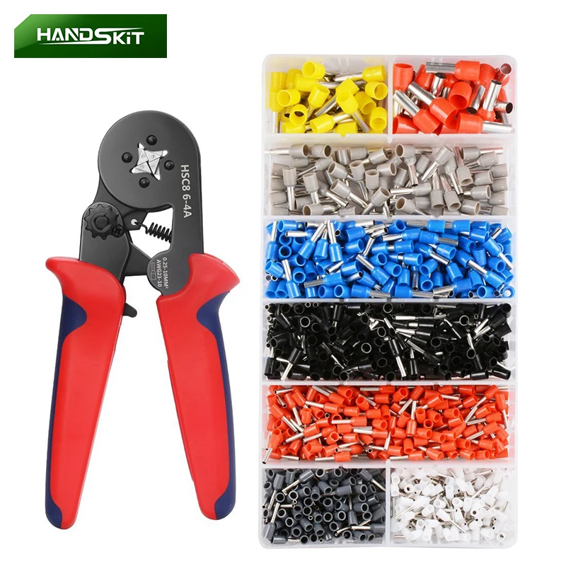 

HANDSKIT Crimping Pliers AWG 23-10 Wire Stripper Crimper Hand Ferrule Crimping Cutter Pliers With1200 HSC8 6-4 Terminals Kit