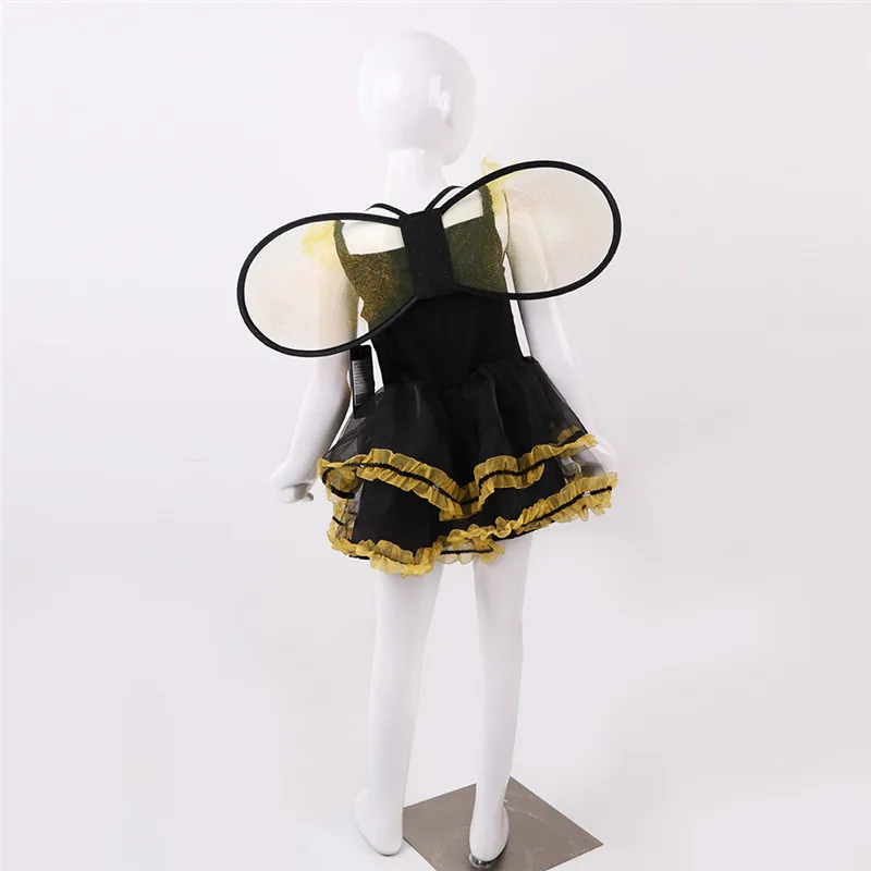 Halloween Costume For Kids Yellow Dress Carnival Party Cosplay Girls Bee Wings Full Set | Тематическая одежда и униформа
