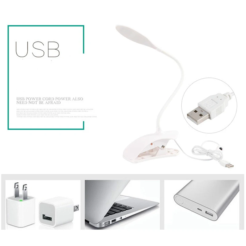 USB Led Настольная лампа с зажимом лампа настольная Гибкая защита глаз 14 светодиодов для прикроватной книги для чтения учебы офиса работы ребенка ночник