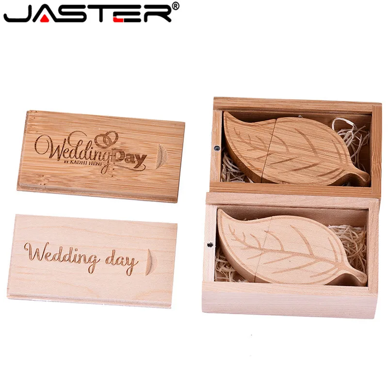 JASTER-caja de embalaje con hoja de madera única, unidad flash usb, pendrive...
