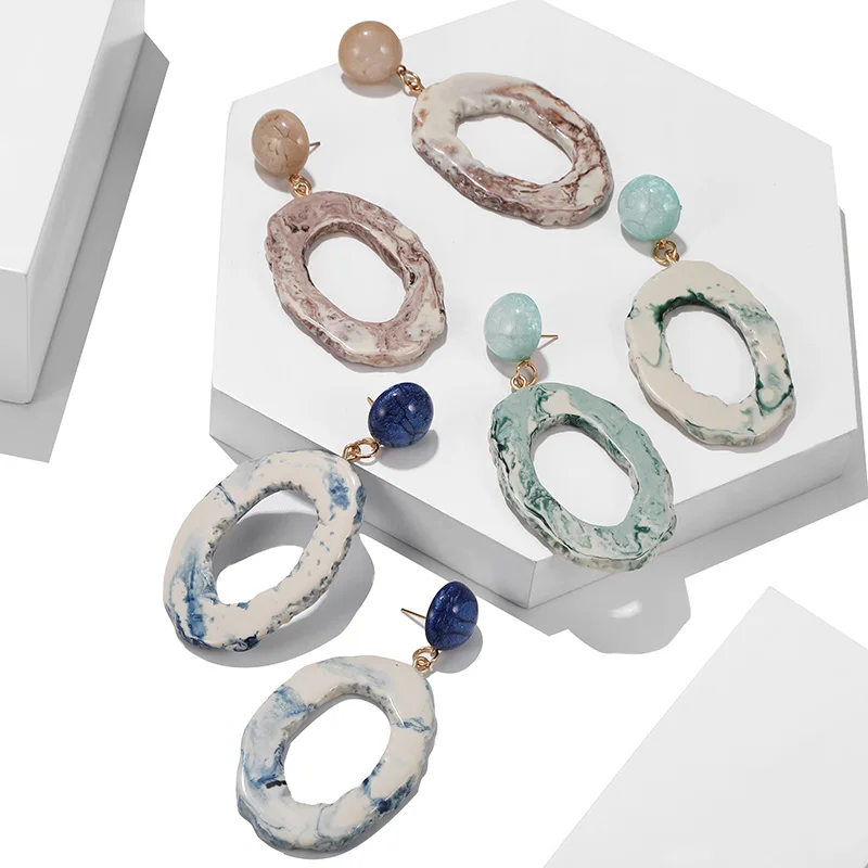 Новинка 2020 модные корейские серьги в виде ракушек с геометрическим узором для