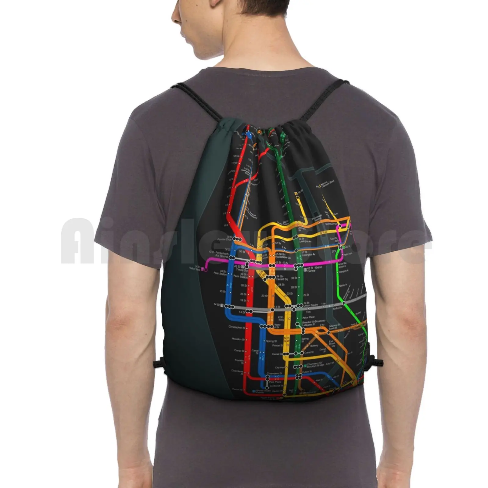 

New York City Dark Subway Map Backpack Drawstring Bag Riding Climbing Gym Bag New York City New York Nyc Usa Metro Subway