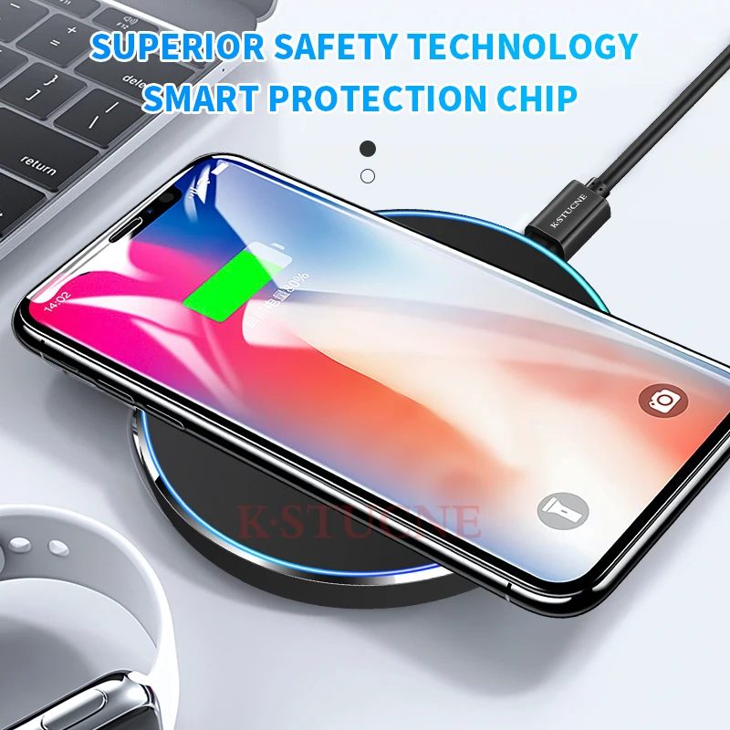 Беспроводное зарядное устройство KSTUCNE Qi для iPhone 8 X Xs XR Xs Max быстрая Беспроводная зарядная панель для samsung S10 S9 Xiaomi mi 9 mi X 3