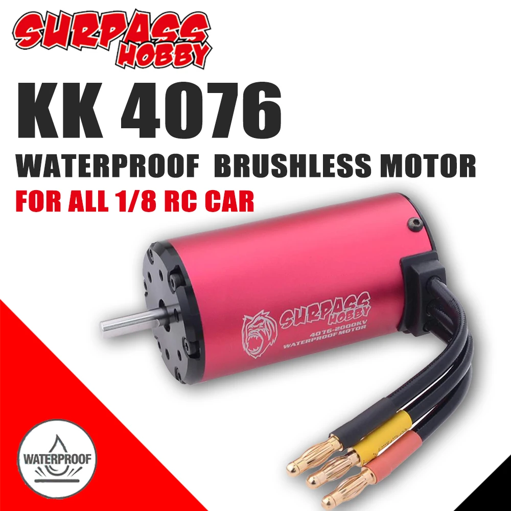 Бесщеточный двигатель Surpass Hobby водонепроницаемый 4076 1350/1500/1700/2000/1/8 кв A ESC для