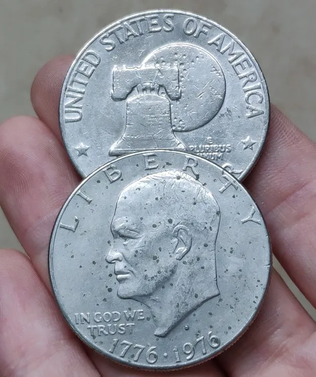 38 мм, натуральная монета, оригинальная коллекция - Цвет: 1776-1976