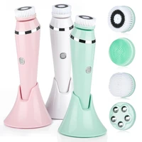 4 in 1 facial cleansing brush sonic face cleaning tool exfoliating facial brush facial spa kit skin beauty machine with base