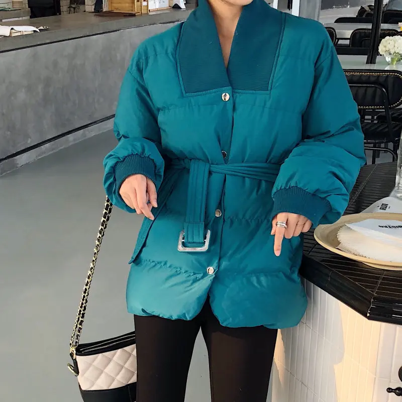 HziriP теплая куртка из хлопка с регулируемой талией толстая свободная