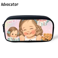 advocator little girl pattern travel cosmetic organizer pen bags pencil pouch women make up cases zipper polyester storage box